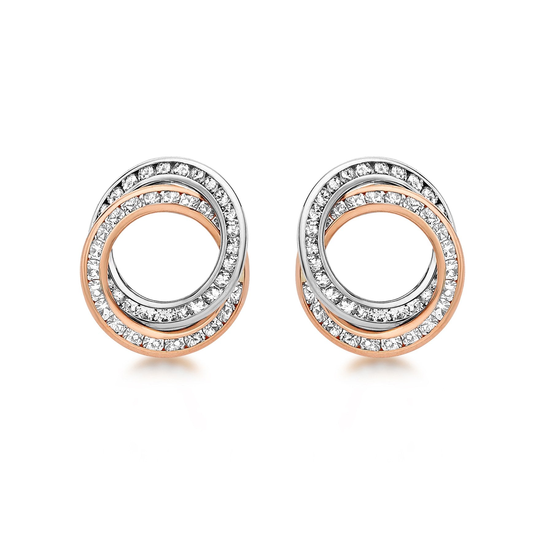 9ct White and Rose Gold CZ Stud Earrings