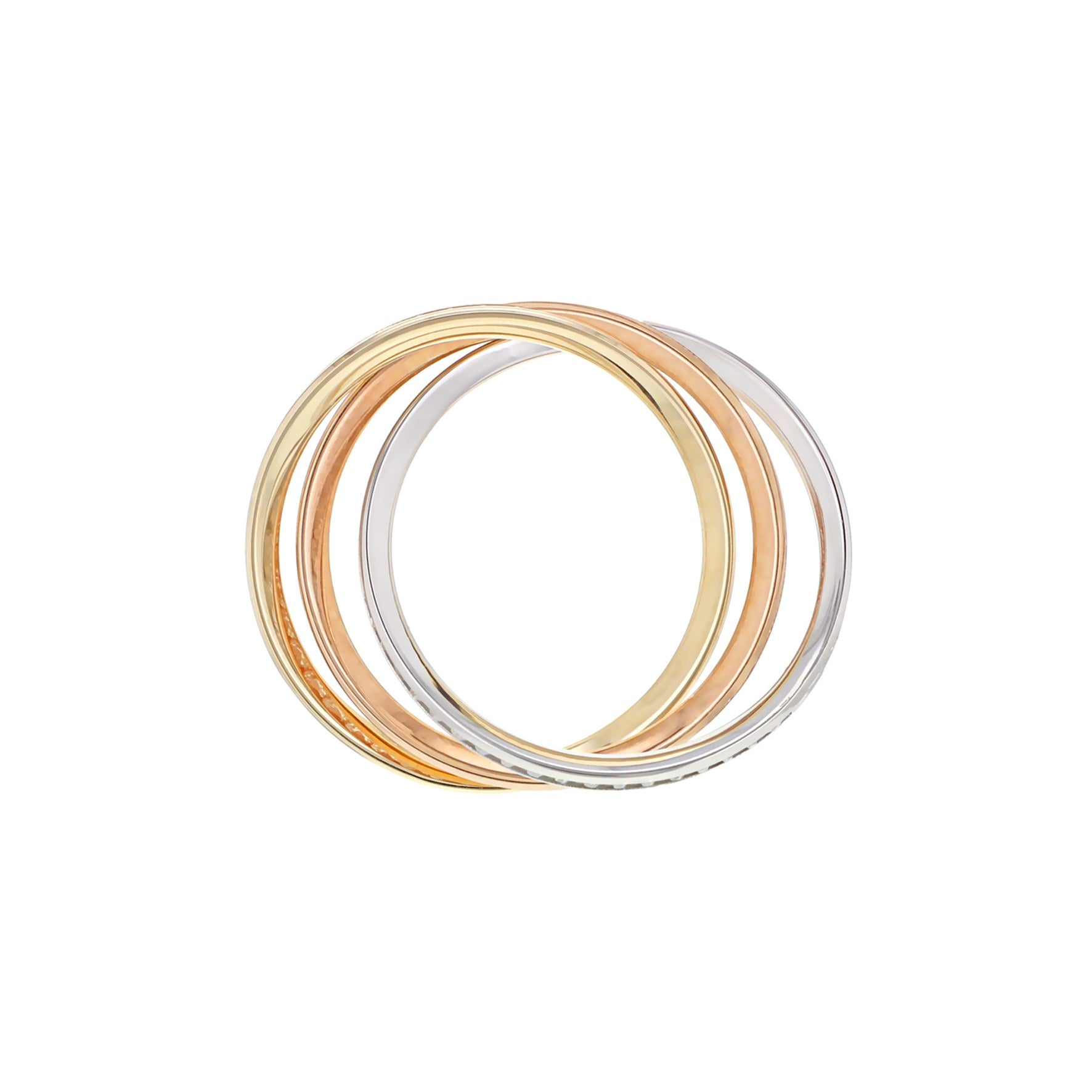 9ct Three Colour Gold Cubic Zirconia Russian Wedding Band