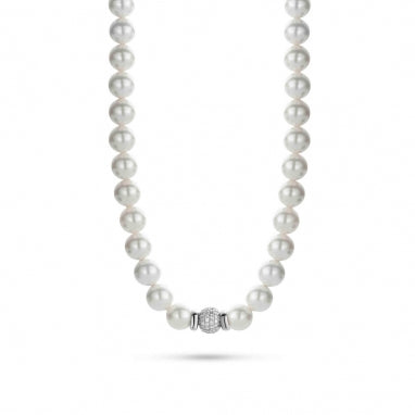 Ti Sento Silver and White Pearl Cubic Zirconia Necklace