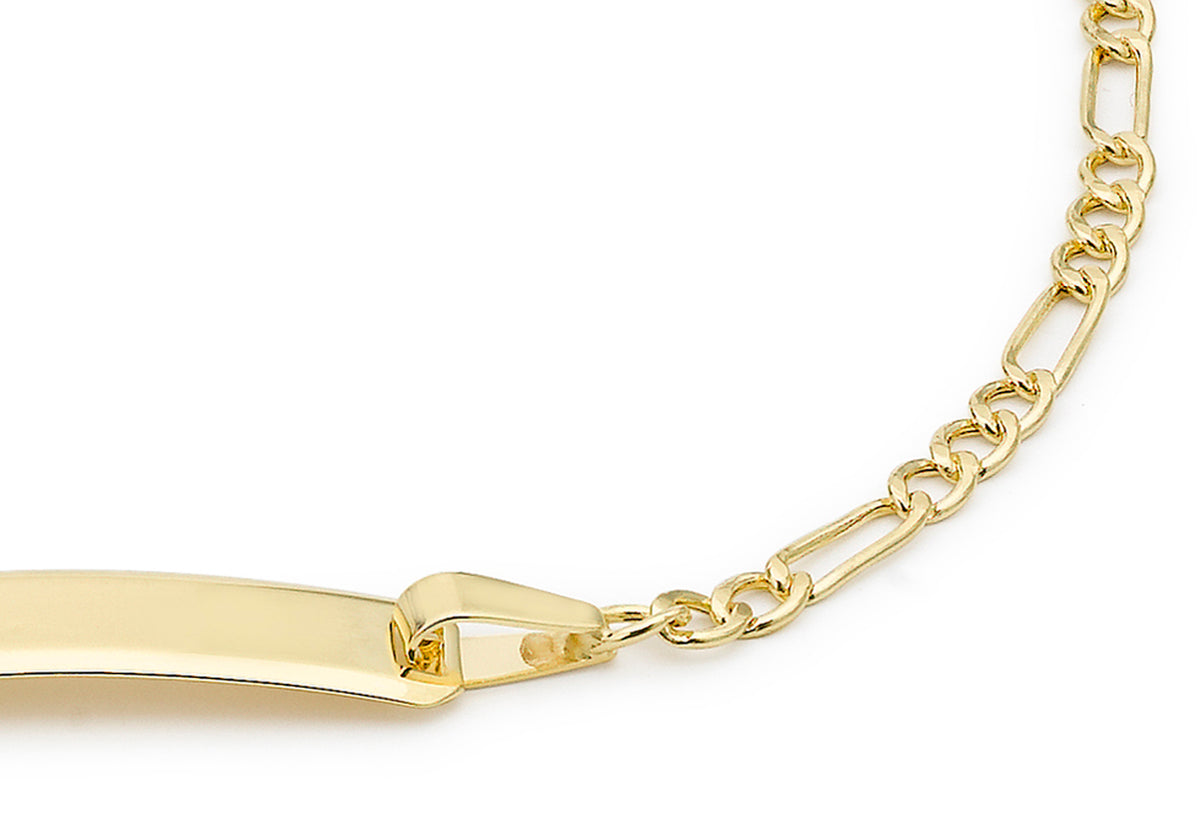 9ct Yellow Gold 60 Hollow Figaro Identity Bracelet 7 Inch