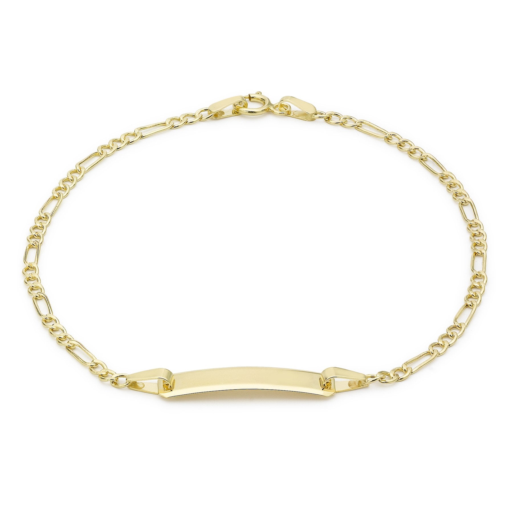 9ct Yellow Gold 60 Hollow Figaro Identity Bracelet 7 Inch