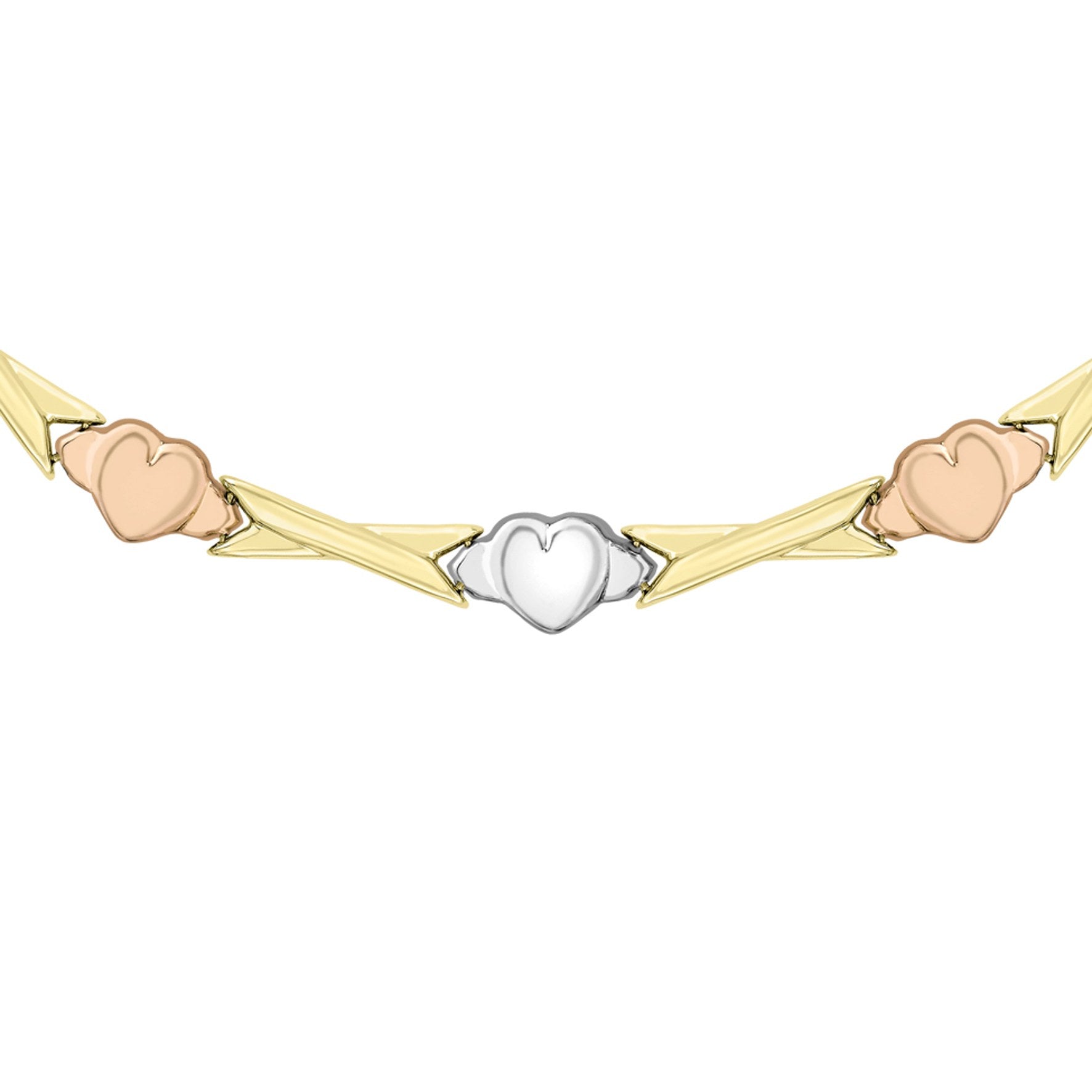 Three Colour Hearts and Kisses Necklace