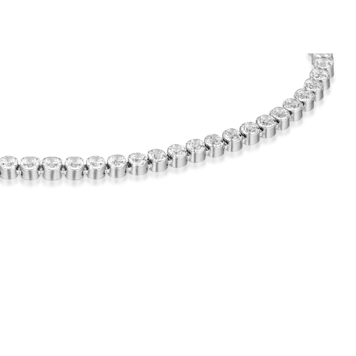 Sterling Silver 1 Row Round Cubic Zirconia Tennis Bracelet 7.5'