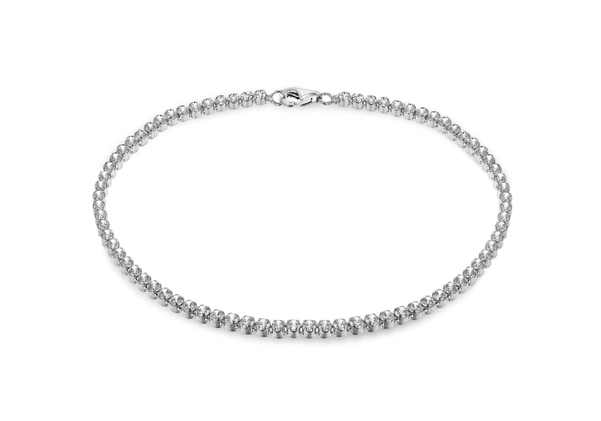 Sterling Silver 1 Row Round Cubic Zirconia Tennis Bracelet 7.5'