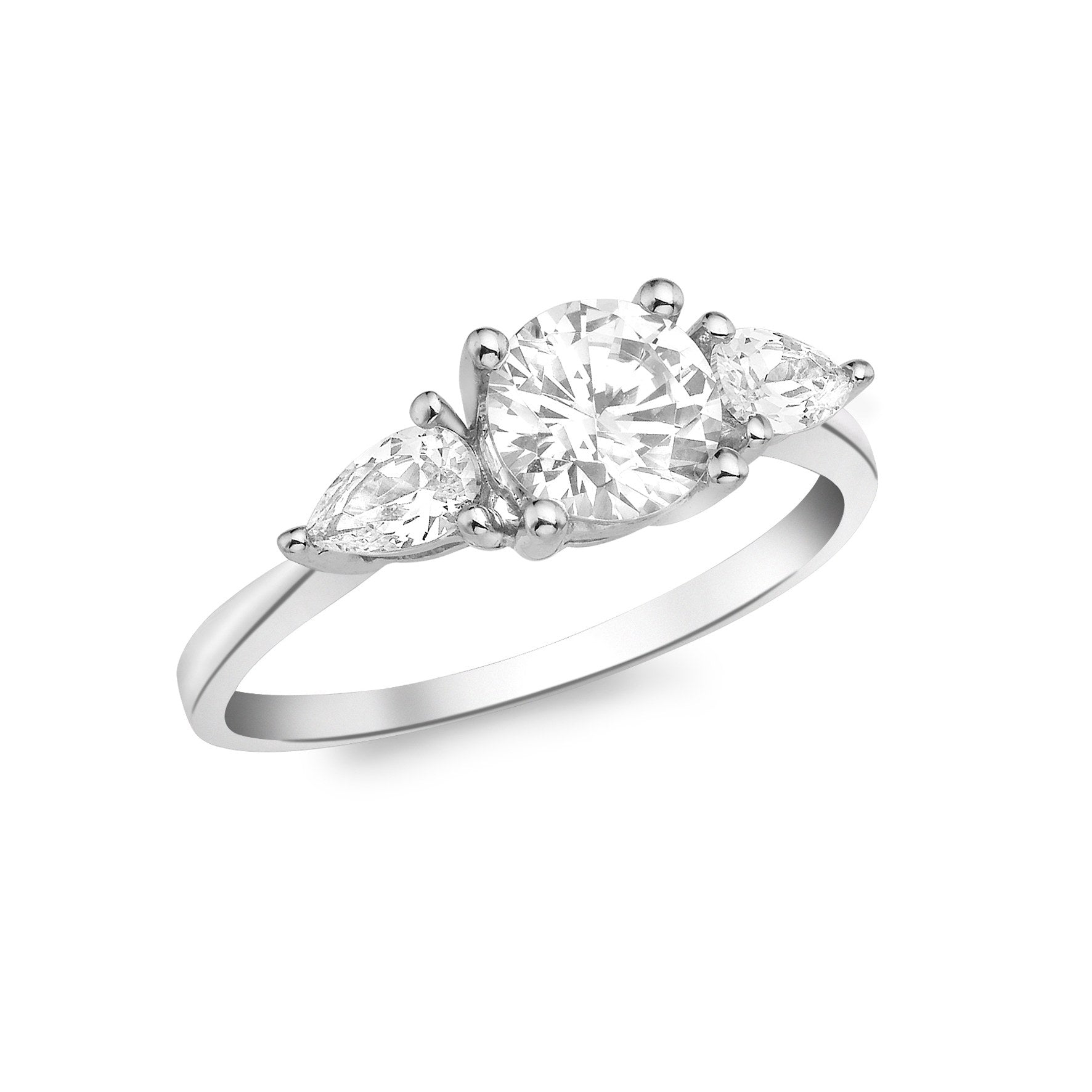 9ct White Gold Cubic Zirconia 3 Stone Dress Ring