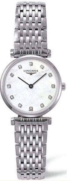 Longines - La Grande Classique Quartz Watch, Stainless Steel Bracelet And 24mm Case, White Mother Of Pearl Dial With Diamond Hour Markers