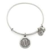 Initial V Expandable Wire Bangle Russian Silver Bracelet