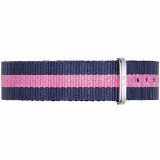 Daniel Wellington Winchester 18mm Navy and Pink NATO Watch Strap Silver