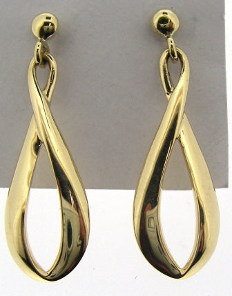 9ct Yellow Gold Satin Square Drop Earrings