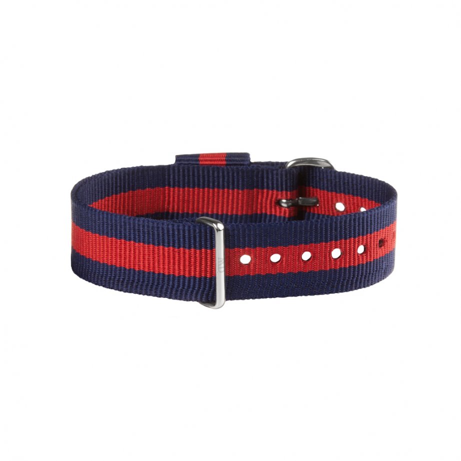 Daniel Wellington Oxford 18mm Navy and Red NATO Watch Strap with Stainless Steel Buckle