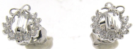 9ct White Gold Cubic Zirconia Bow Top Drop Earrings