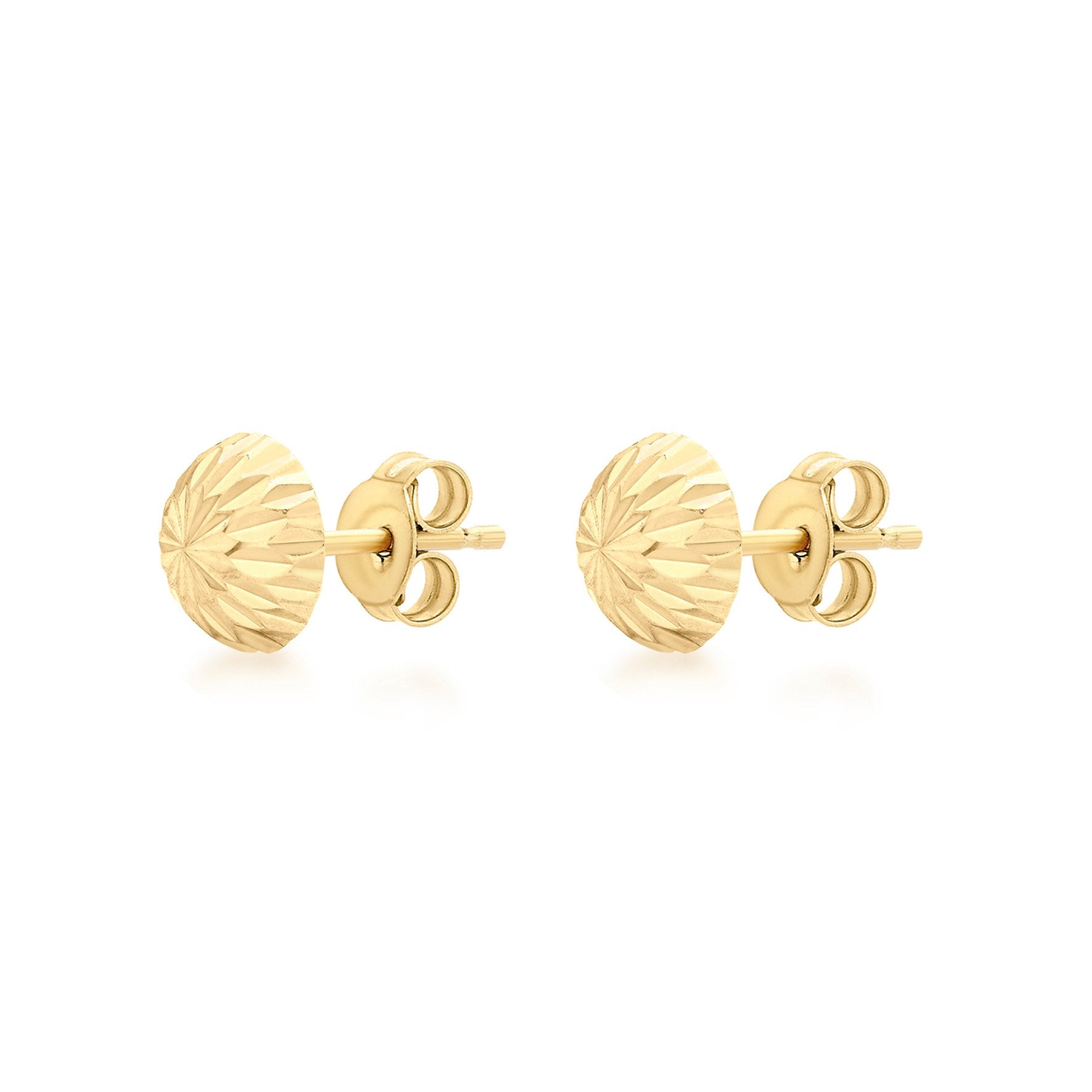 9ct Yellow Gold 6mm Diamond Cut Stud Earrings