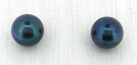 9ct Yellow Gold Black Cultured Pearl Stud Earrings