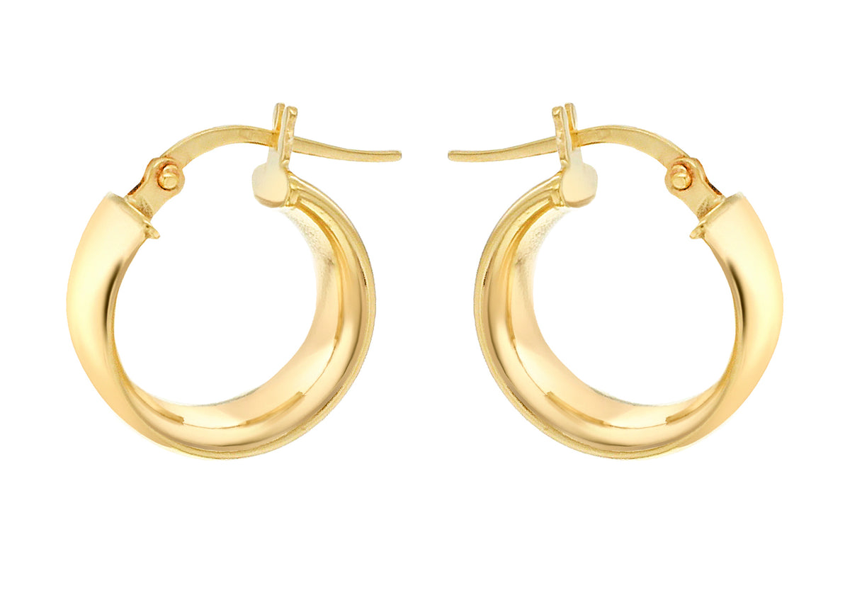 9ct Band Creole Earrings 14mm