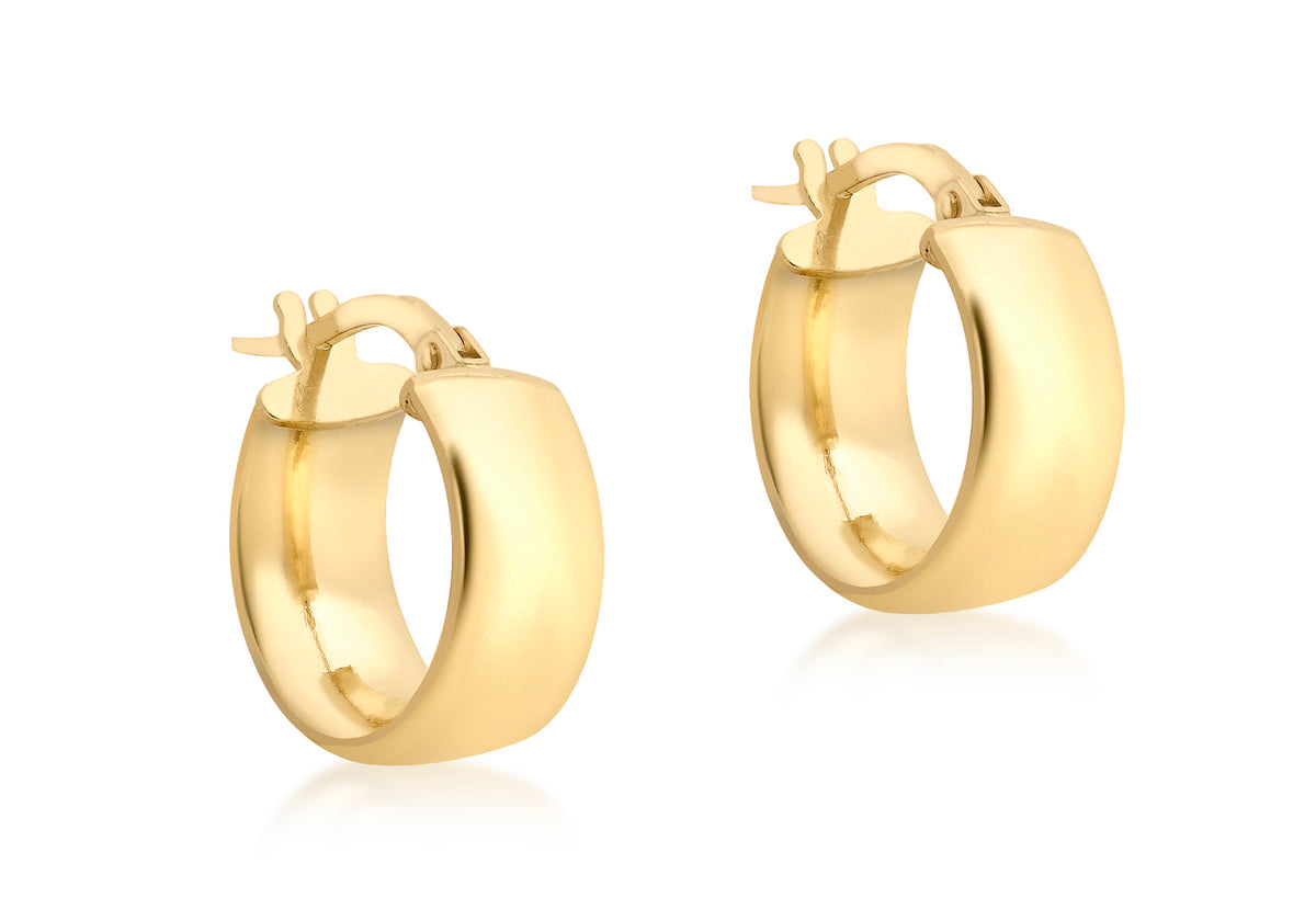 9ct Band Creole Earrings 14mm