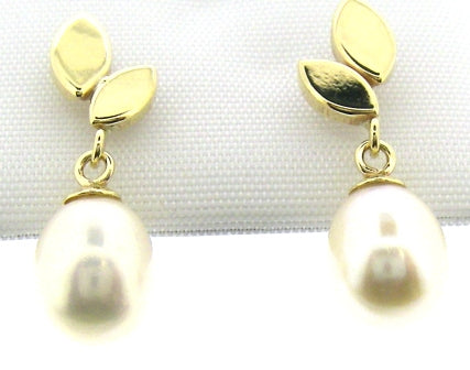 9ct Yellow Gold Fresh Water Pearl Drop Earrings