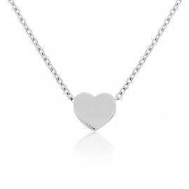 9ct White Gold Heart Necklace
