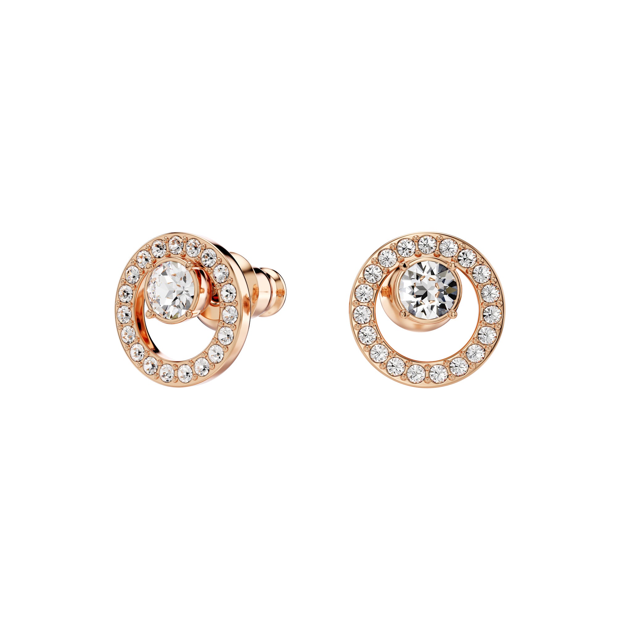 Swarovski Creativity Circle Small Pierced Earrings in Rose Gold Plated Metal