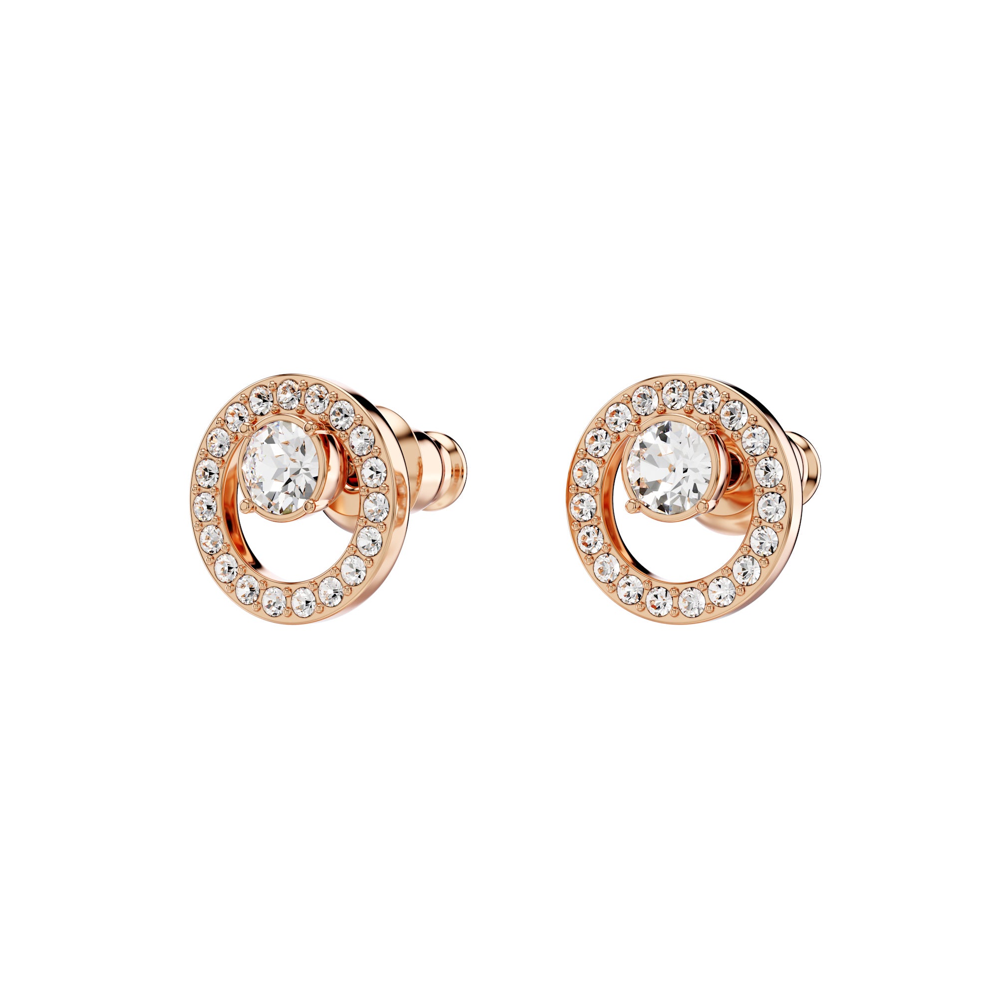 Swarovski Creativity Circle Small Pierced Earrings in Rose Gold Plated Metal