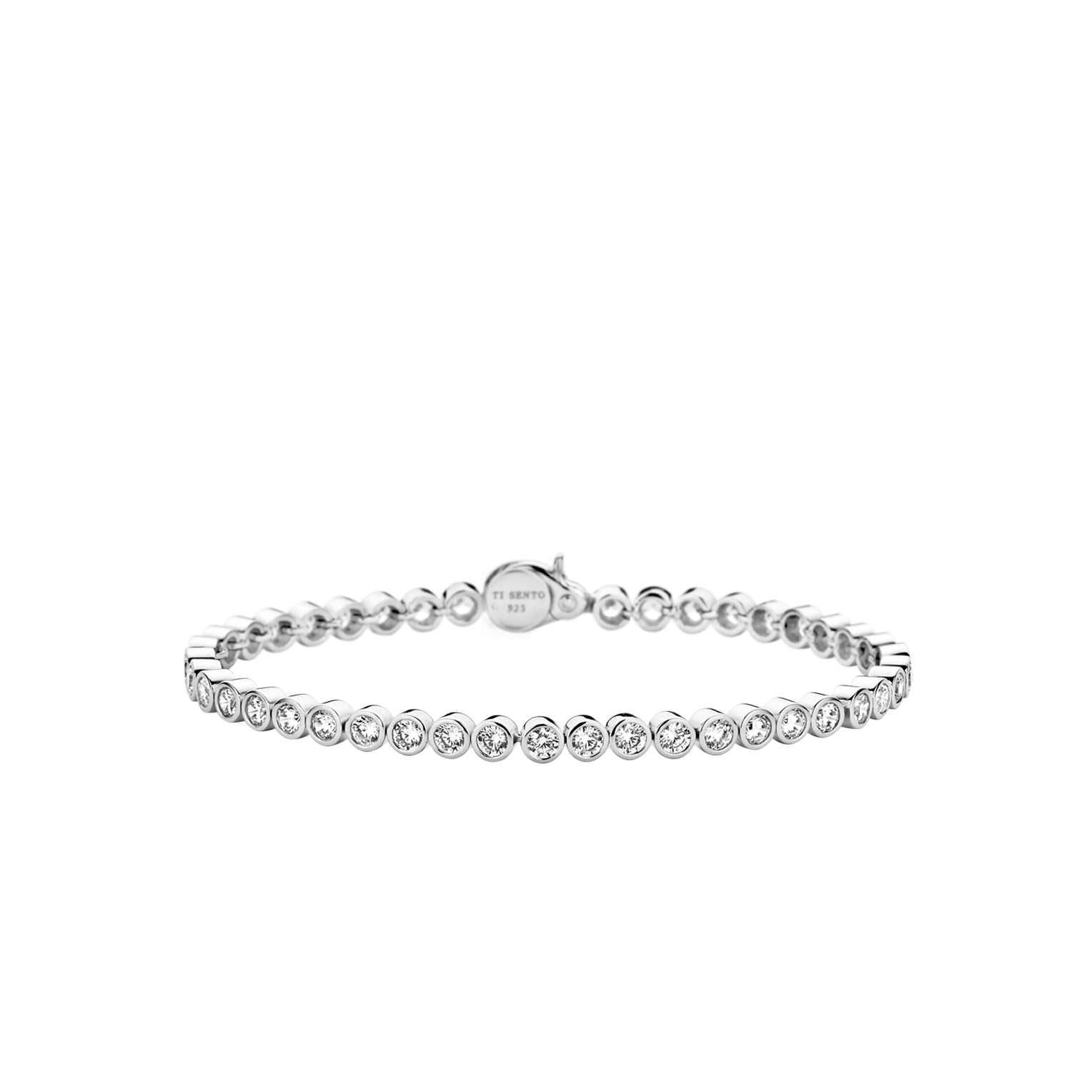Ti Sento Sterling Silver Cubic Zirconia Rubover Tennis Bracelet 18cm