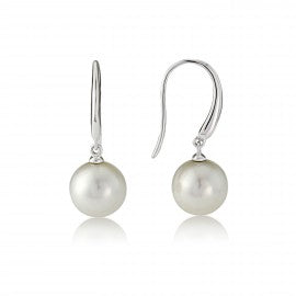 9ct White Gold Culture Pearl Hook Earrings