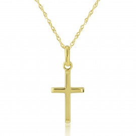 9ct Yellow Gold Cross Pendant 16 to 18 inches Necklace