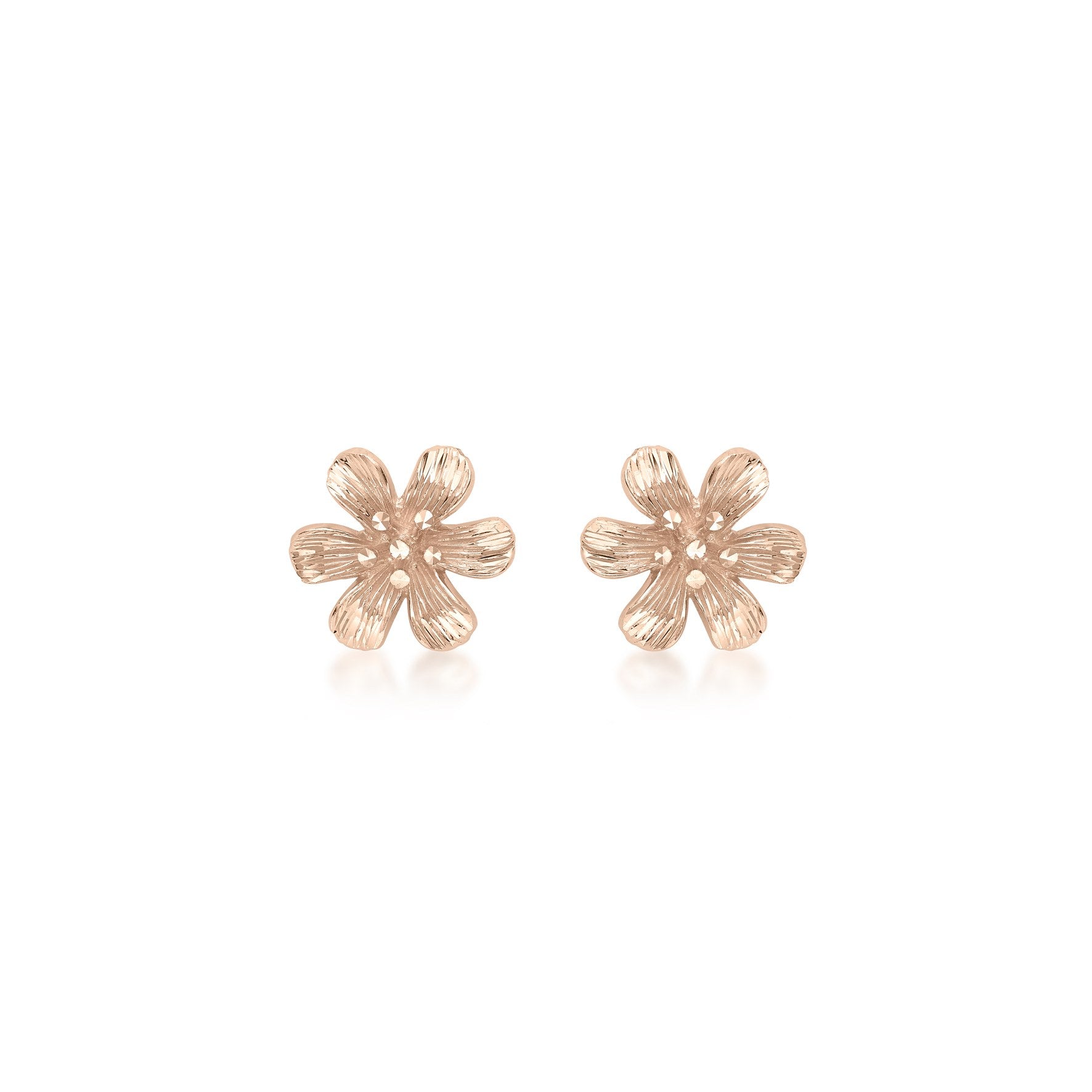 9ct Rose and White Gold Flower Stud Earrings