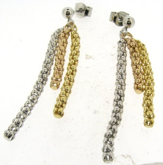 Sterling Silver, Yellow Gold Plated & Rose Gold Plated Drop Earrings