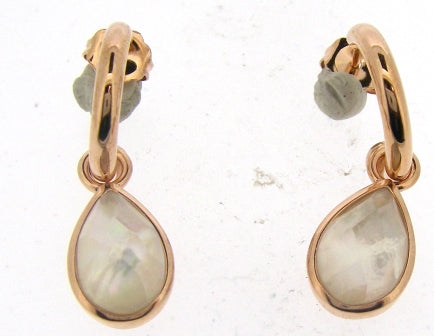 Sterling Silver Rose Gold Plated Pear Shaped Mother of Pear Drop Earrings