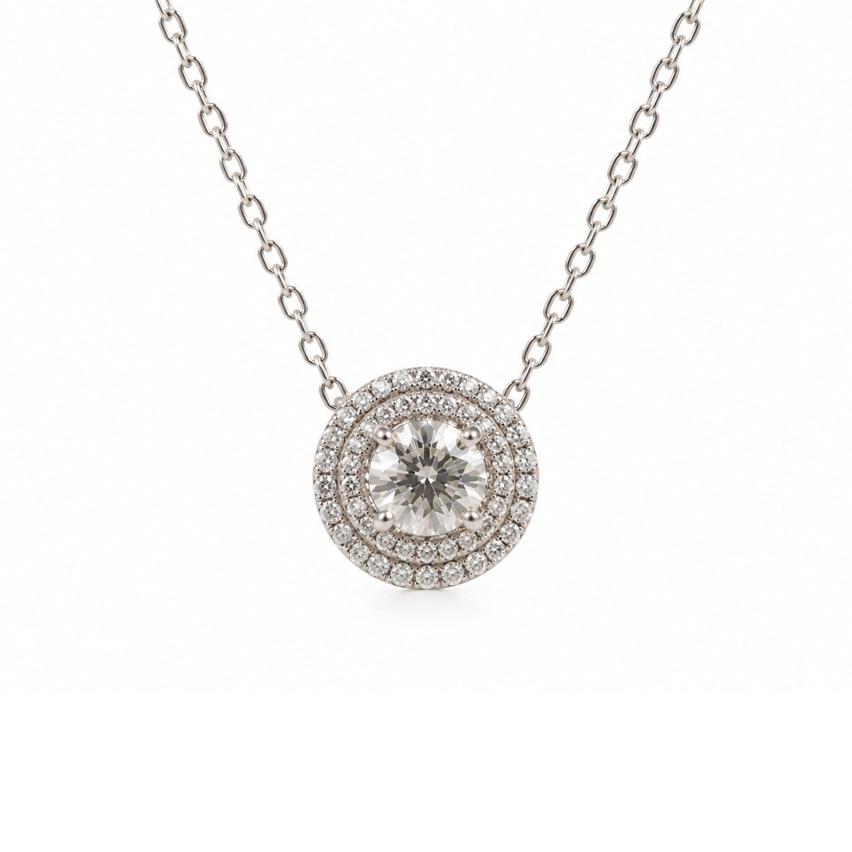 Forevermark - Centre of My Universe, 18ct White Gold, Round Brilliant, Double Halo Pendant
