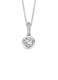 Ti Sento Round Pendant - Cubic Zirconia, Sterling Silver, 45cm