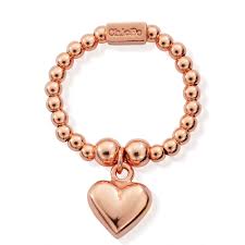 Rose Gold Plated Sterling Silver Mini Puffed Heart Ring