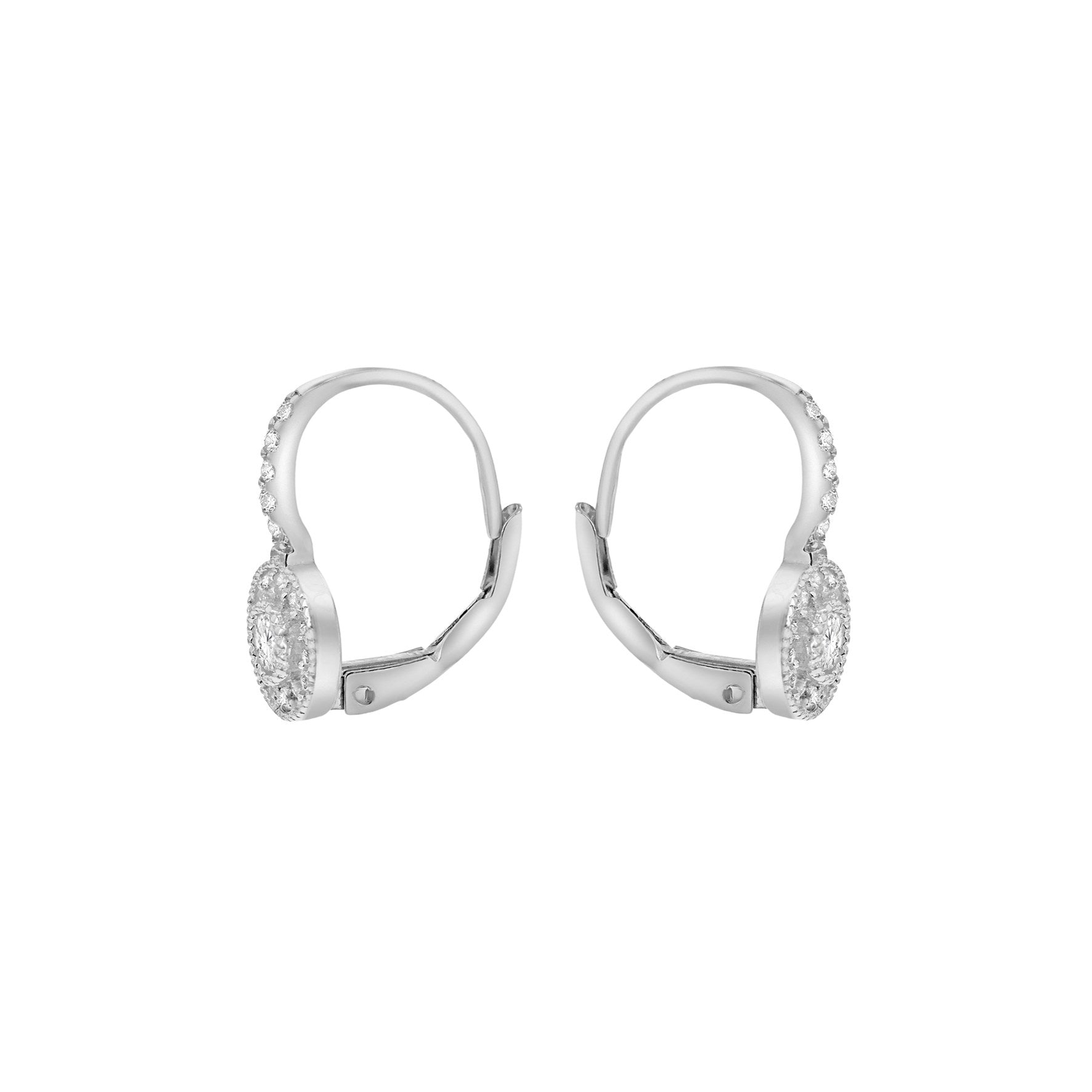 Sterling Silver Cubic Zirconia Halo Drop Earrings