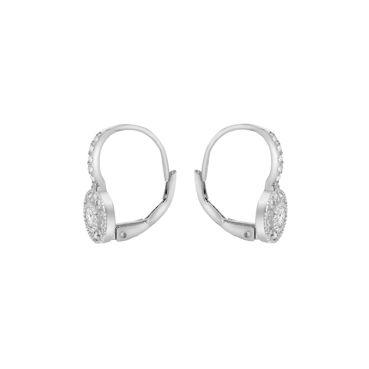 Sterling Silver Cubic Zirconia Halo Drop Earrings