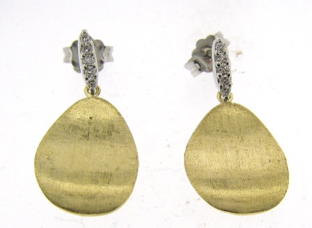 Laurel Two-Tone Gold Wavy Diamond Drop Earrings
