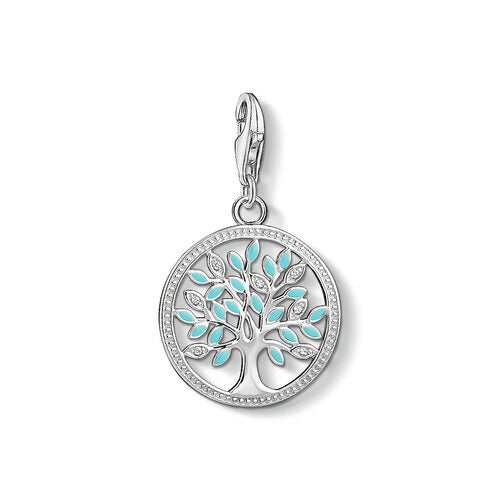 Thomas Sabo Sterling Silver 'Tree of Love' Charm Pendant ,Enamel /Zirconia/Turquoise