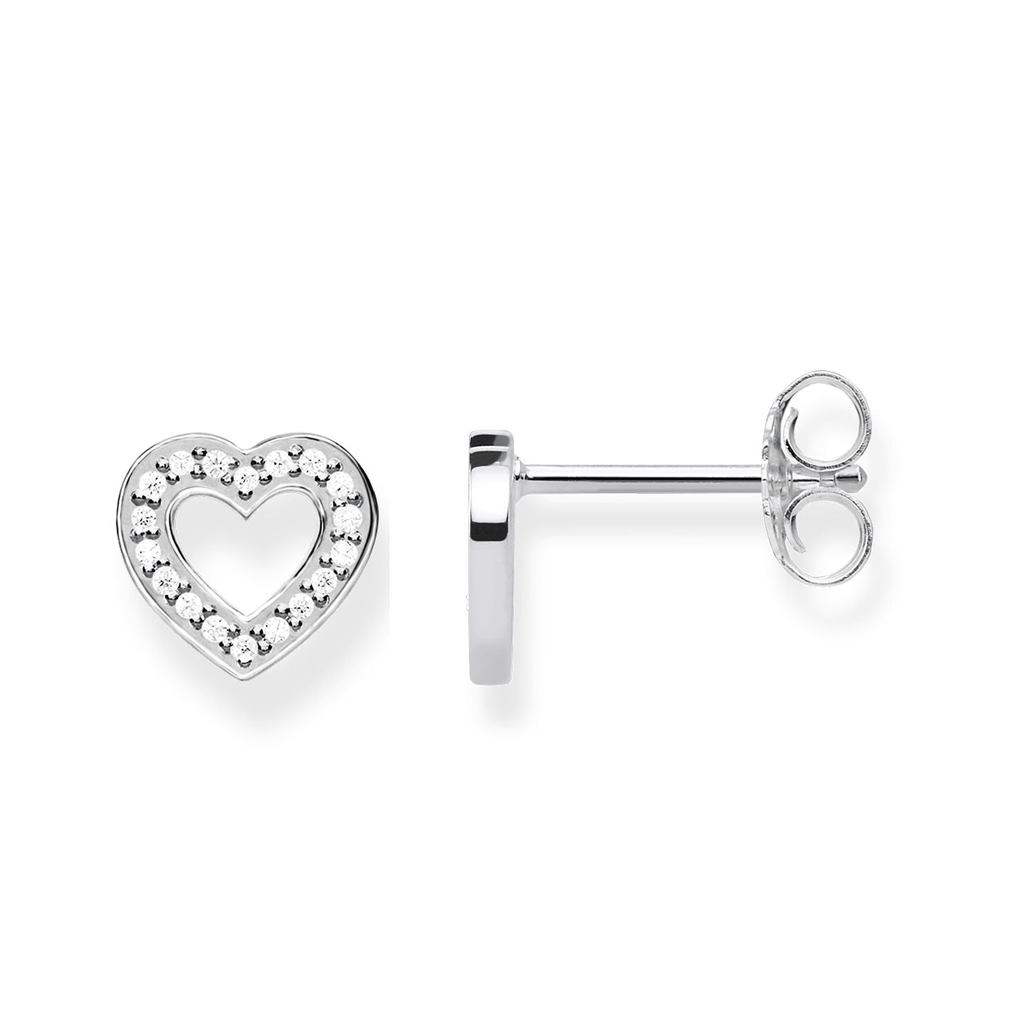 Thomas Sabo Sterling Silver Heart Stud Earrings with Diamond