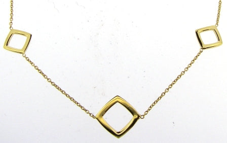 9ct Yellow Gold Necklace with 3 Squares