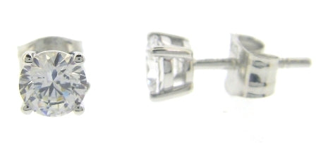 9ct White Gold 5mm Four-Claw CZ Stud Earrings