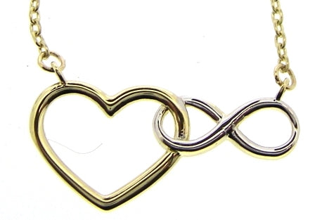 9ct Two-Tone Gold Heart & Infinity Necklace