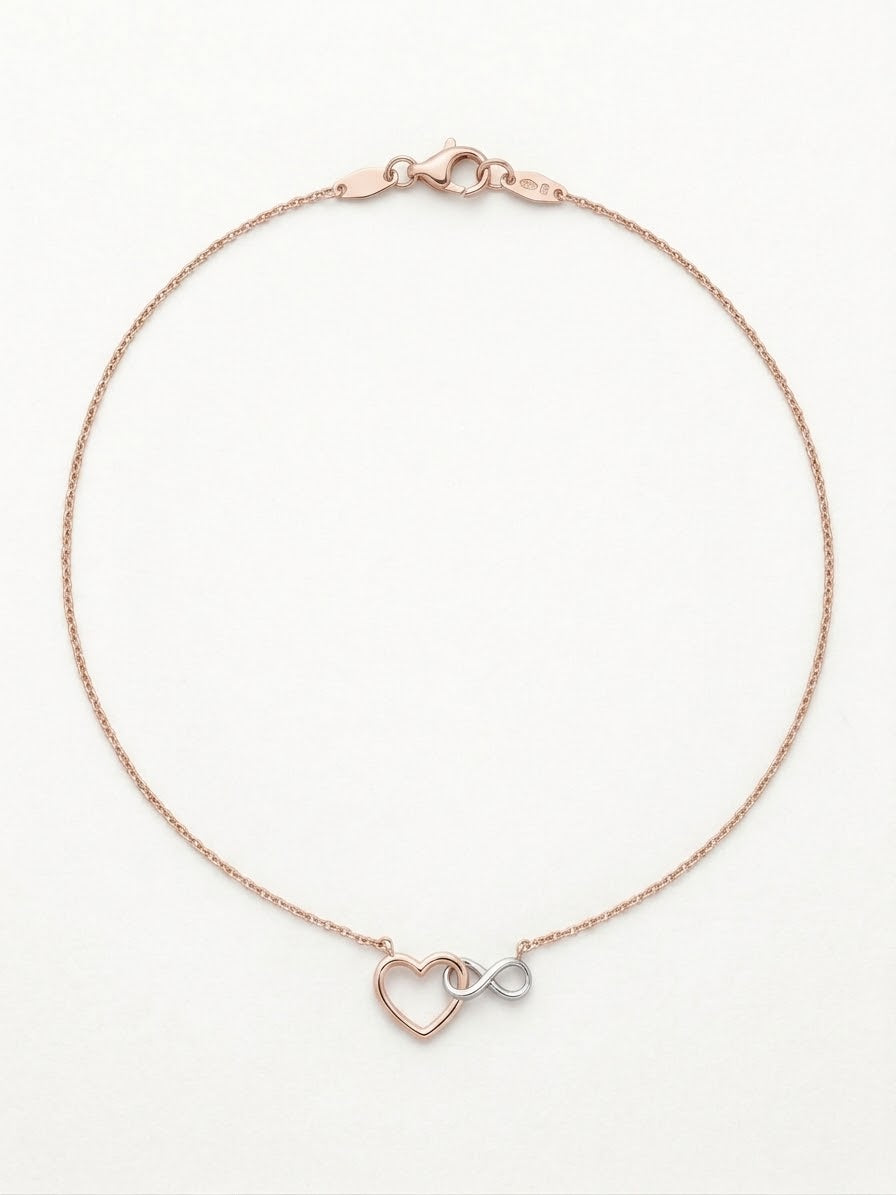 9ct Two-Tone Gold Heart & Infinity Necklace