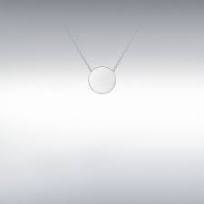 9ct White Gold Mini Disc Pendant Necklace