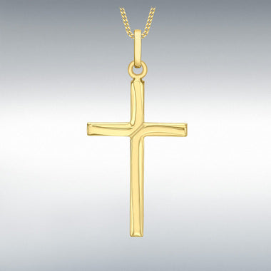 9ct Yellow Gold Twist Design Cross Pendant 16