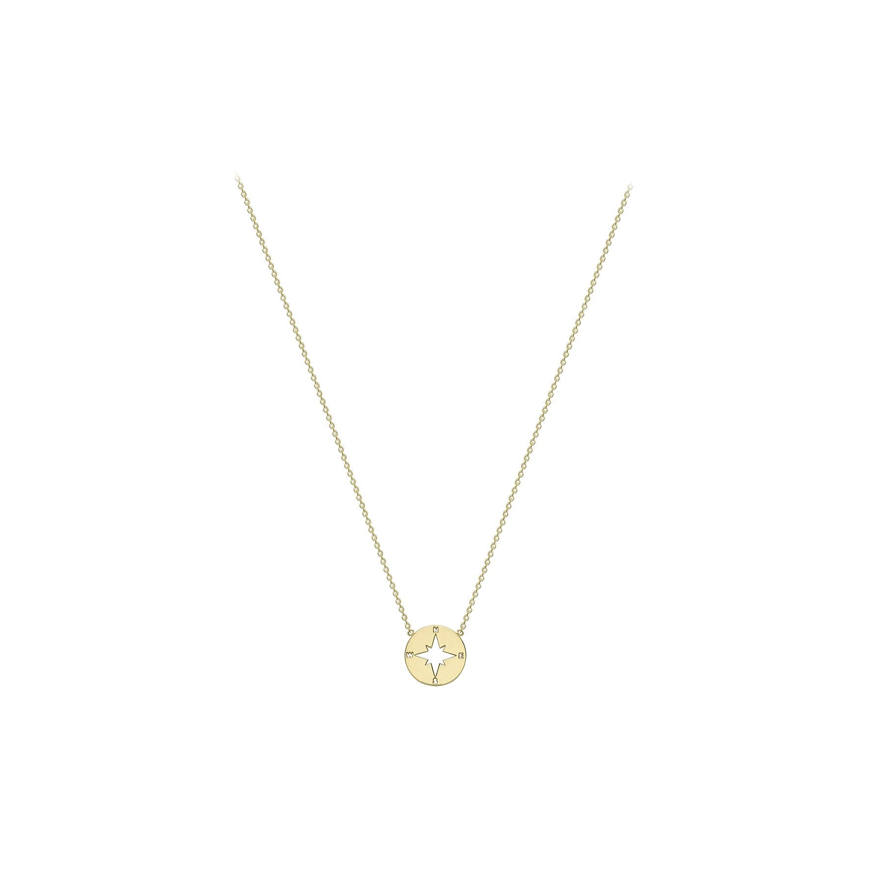 9ct Yellow Gold Compass & Belcher Chain Necklace