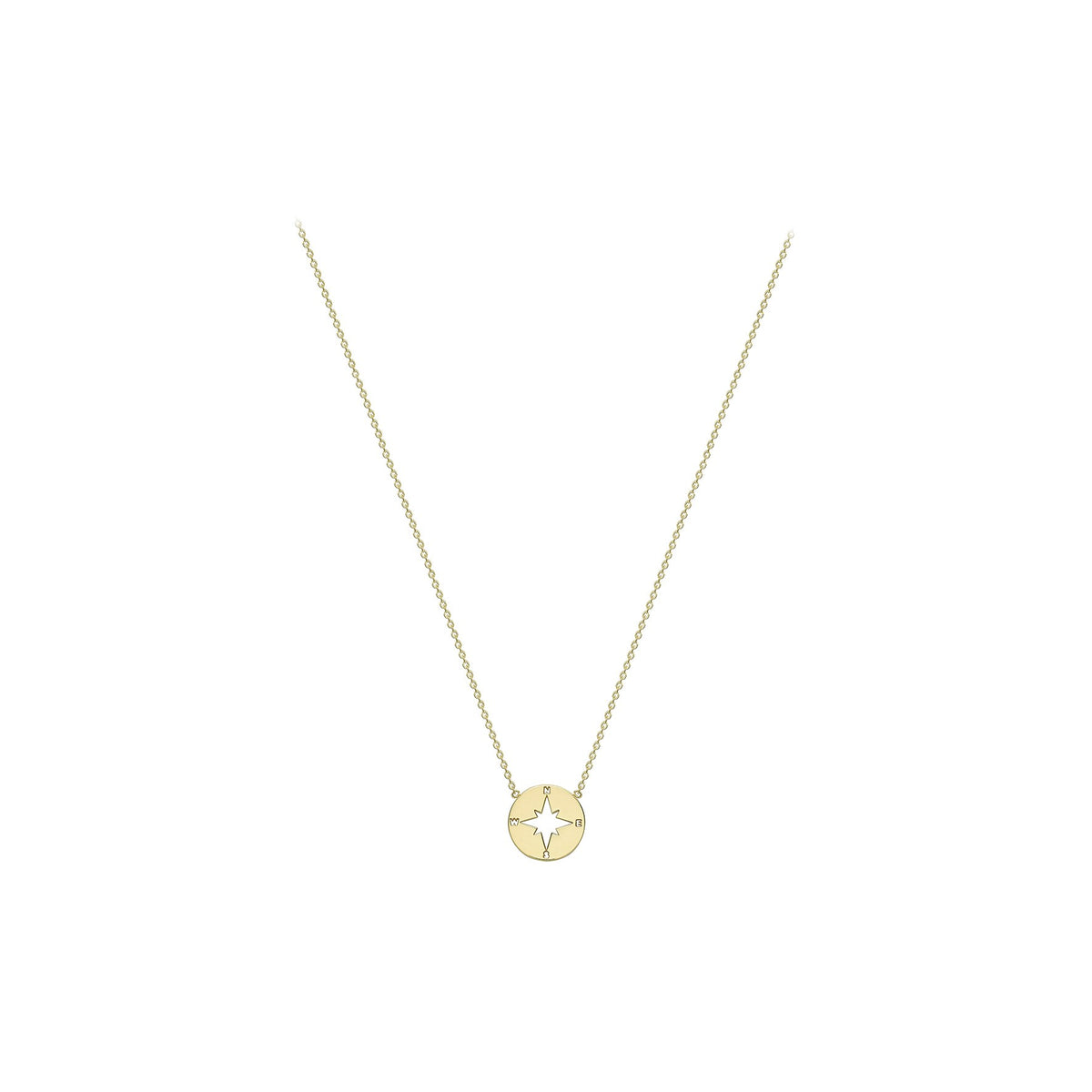 9ct Yellow Gold Compass & Belcher Chain Necklace