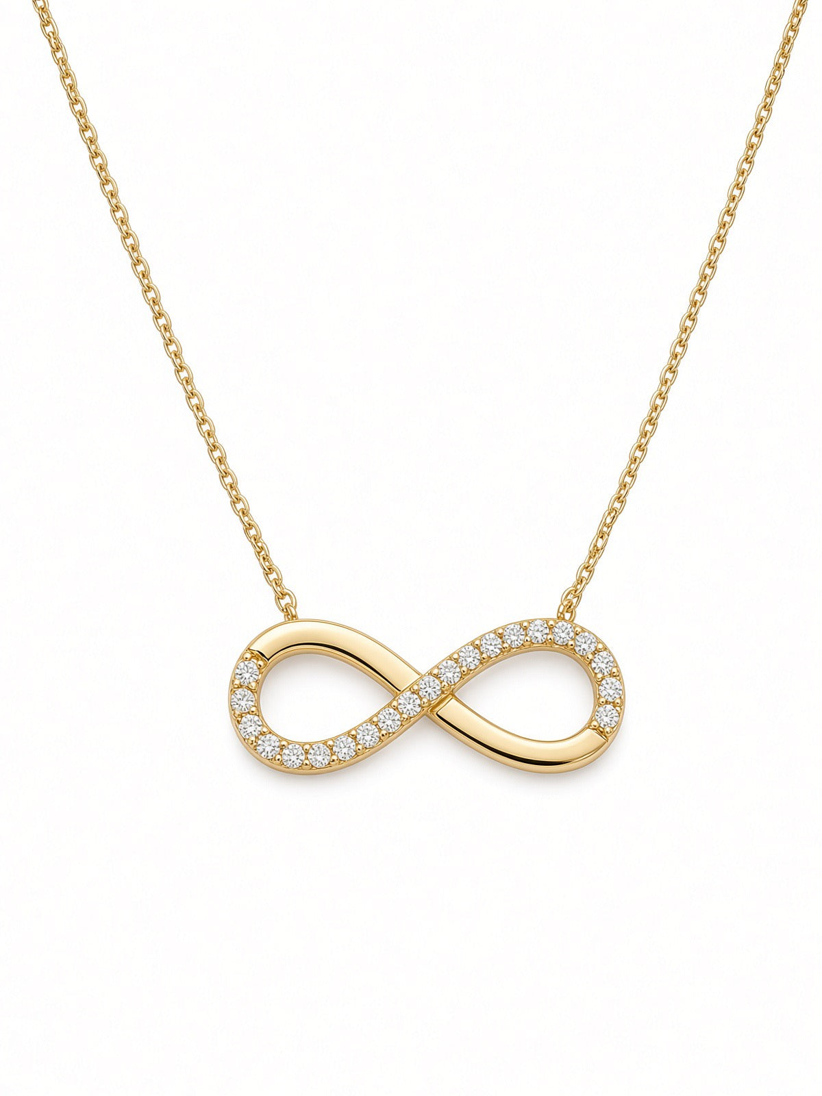 9ct Yellow Gold Cubic Zirconia Infinity Necklace17-18"
