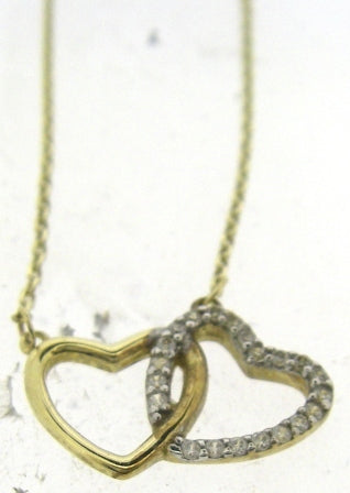 9ct Yellow Gold Cubic Zirconia Double Heart Necklace