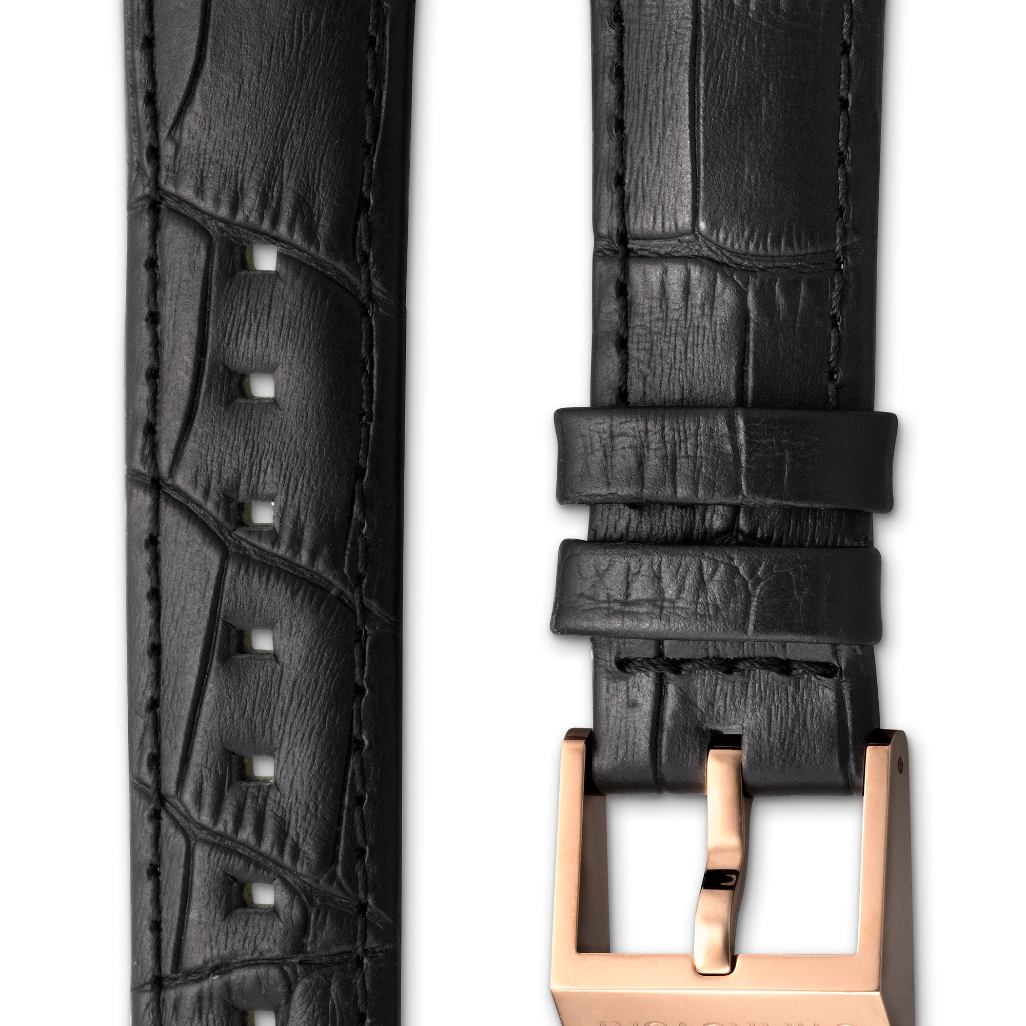 Black Croc Leather Strap with Rose Gold Plated Buckle Watch
