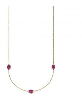 9ct Yellow Gold Ruby Pave Three Station Necklace