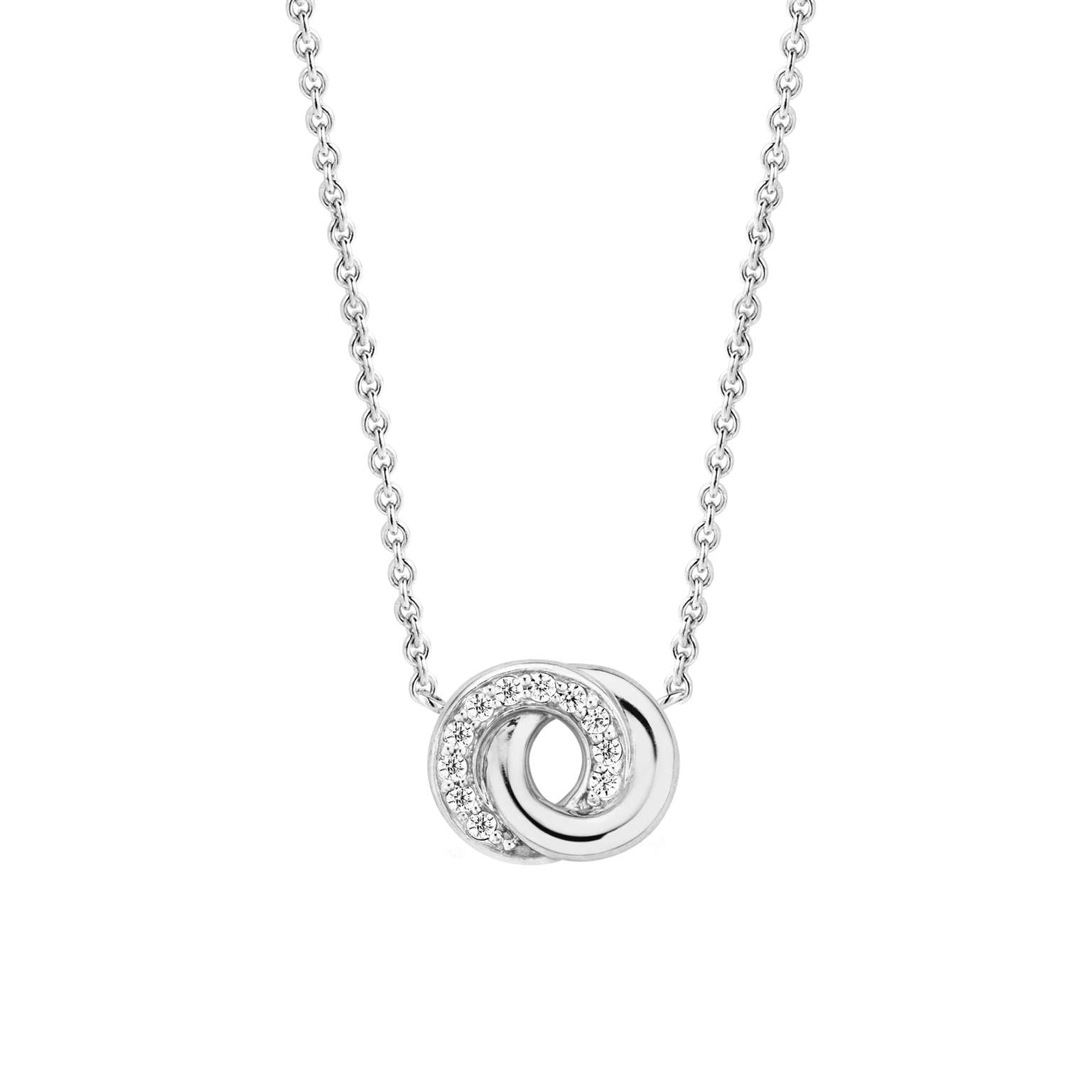 Ti Sento Sterling Silver & Cubic Zirconia Interlocking Circles Necklace 38-48cm